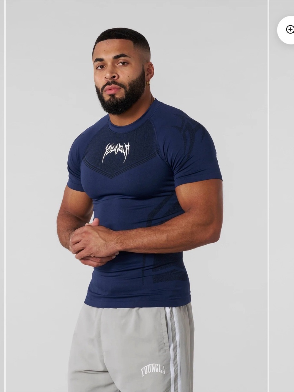 YoungLA Men’s Navy Warrior Compression Shirt Medium